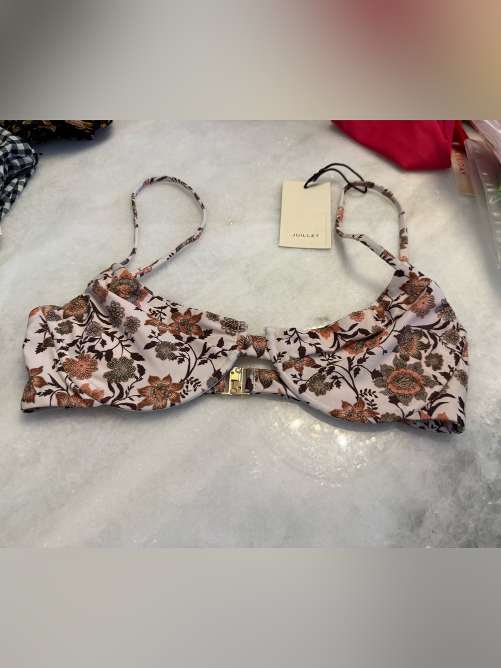 Juillet Floral Underwire Bikini Top - Pink & Copper Floral